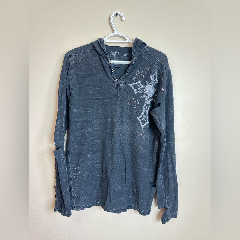 Affliction Size S Navy Graphic Henley